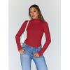 image:imageTrendy Queen Womens Turtleneck Long Sleeve Shirts Spring Fashion Basic Thermal Underwear Tops Winter Clothes 2026Red