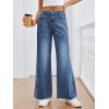 image:imageTrendy Queen Womens Wide Leg Jeans Relaxed Loose Straight Leg with Raw Hem Comfort Denim PantsBlue