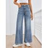 image:imageTrendy Queen Womens Wide Leg Jeans Relaxed Loose Straight Leg with Raw Hem Comfort Denim PantsHaze Blue