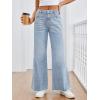 image:imageTrendy Queen Womens Wide Leg Jeans Relaxed Loose Straight Leg with Raw Hem Comfort Denim PantsLight Blue