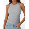 image:imageTrendy Queen Womens Workout Racerback Ribbed Tank TopGrey