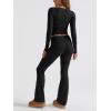image:imageTrendy Queen Womens Workout Sets 2 Piece Fall Outfits Square Neck Tops Flare Pants Tracksuits Clothes Winter Fashion 2026Black