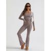 image:imageTrendy Queen Womens Workout Sets 2 Piece Fall Outfits Square Neck Tops Flare Pants Tracksuits Clothes Winter Fashion 2026Coffeegrey