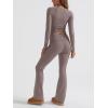 image:imageTrendy Queen Womens Workout Sets 2 Piece Fall Outfits Square Neck Tops Flare Pants Tracksuits Clothes Winter Fashion 2026Coffeegrey