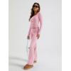 image:imageTrendy Queen Womens Workout Sets 2 Piece Fall Outfits Square Neck Tops Flare Pants Tracksuits Clothes Winter Fashion 2026Pink