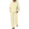image:imageTrendy Queen 2 Piece Lounge Sweat Sets Plus Size Fall Fashion Matching Sweatsuits Wide Leg Pants Travel Outfit Winter ClothesLightyellow