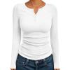image:imageTrendy Queen Long Sleeve Henley Shirts for Women Fall Winter Ribbed Thermal Tops Casual Blouses Basics Tees Cute SweatersWhite