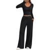 image:imageTrendy Queen Women 2 Piece Matching Lounge Sets Clothing Wide Leg Pants 2026 Y2K Sweatsuits Spring Travel Airport OutfitBlack