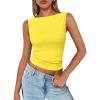 image:imageTrendy Queen Women Going Out Summer Tank Tops Spring Casual Basic Cute 2026 Sleeveless Shirt Vacation Fashion Outfit ClothesYellow