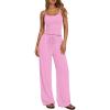 image:imageTrendy Queen Womens 2 Piece Lounge Set Spring Outfits  Camisole Top amp Wide Leg PantsPink