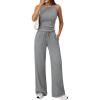 image:imageTrendy Queen Womens 2 Piece Sweatsuits Lounge Sets Track Suits Tank Tops Wide Leg Pants Spring Matching Outfits 2026Grey