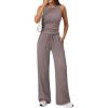 image:imageTrendy Queen Womens 2 Piece Sweatsuits Lounge Sets Track Suits Tank Tops Wide Leg Pants Spring Matching Outfits 2026Rose Taupe