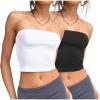 image:imageTrendy Queen Womens 3 Pack Tube Tops Crop Going Out Strapless Basic Backless Bandeau Bra Summer Outfits 2026Black white