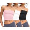 image:imageTrendy Queen Womens 3 Pack Tube Tops Crop Going Out Strapless Basic Backless Bandeau Bra Summer Outfits 2026Black white pink