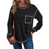 image:imageTrendy Queen Womens Crewneck Sweatshirts Long Sleeve Shirts Lightweight Sweaters Fall Tops Fashion Outfits 2025Black