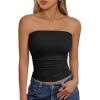 image:imageTrendy Queen Womens Cute Summer Tube Tops Going Out Strapless Ruched Backless Sleeveless Bandeau Y2k Clothes 2025Black