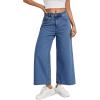 image:imageTrendy Queen Womens High Waisted Straight Wide Leg Jeans Stretchy Barrel Baggy Denim Capri Pants Raw HemBlue