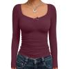 image:imageTrendy Queen Womens Long Sleeve Tops Going Out Top Trendy Cute Shirt Y2k Clothes Fashion Clothing Fall Outfits 2026Wine Red