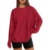image:imageTrendy Queen Womens Oversized Long Sleeve T Shirts 2026 Basic Crewneck Tee Fall Tops Casual Workout Y2K ClothesRed