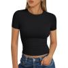 image:imageTrendy Queen Womens Short Sleeve T Shirts Summer Crop Tops Basic Slim Fit Gym Workout Y2k ClothesBlack
