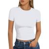 image:imageTrendy Queen Womens Short Sleeve T Shirts Summer Crop Tops Basic Slim Fit Gym Workout Y2k ClothesWhite
