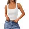 image:imageTrendy Queen Womens Summer Square Neck Tank Tops Workout Cropped Ribbed Summer Camisole Sleeveless Clothes 2026White