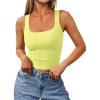 image:imageTrendy Queen Womens Summer Square Neck Tank Tops Workout Cropped Ribbed Summer Camisole Sleeveless Clothes 2026Yellow