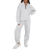 image:imageTrendy Queen Womens Sweatsuits 2 Piece Outfits Fall Lounge Sweat Sets Half Zip Sweatshirts with Baggy SweatpantsGrey