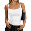 image:imageTrendy Queen Womens Tank Tops Camisole Sleeveless Tops Adjustable Spaghetti Straps Basic Going Out Slim Fitted ClothesWhite