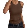 image:imageTrendy Queen Womens Workout Racerback Ribbed Tank TopCoffee
