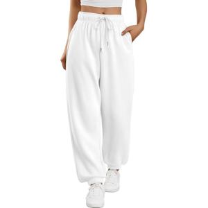 image:imageTrendy Queen Sweatpants Women Baggy Joggers with Pockets Lounge Comfy Barrel Pants Teens Cute Y2K Sports Fall Clothes 2026White