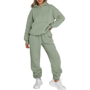 image:imageTrendy Queen Sweatsuits Women 2 Piece Outfit Two Piece Lounge Sets Hoodies and Sweatpants Fall Fashion Clothes 2026 TracksuitGreen