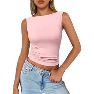 image:imageTrendy Queen Women Going Out Summer Tank Tops Spring Casual Basic Cute 2026 Sleeveless Shirt Vacation Fashion Outfit ClothesPink