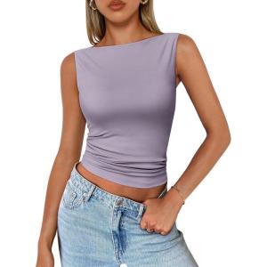 image:imageTrendy Queen Women Going Out Summer Tank Tops Spring Casual Basic Cute 2026 Sleeveless Shirt Vacation Fashion Outfit ClothesPurple