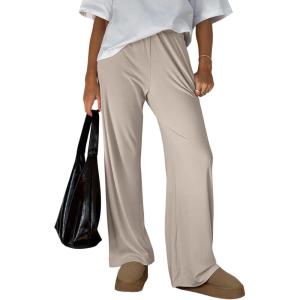 image:imageTrendy Queen Womens Business Casual Pants Barrel Sweatpants Wide Leg Comfy Lounge Pants Baggy Flowy Ribbed Fall OutfitsKhaki