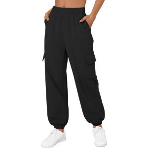 image:imageTrendy Queen Womens Cargo Sweatpants Oversized Fleece Joggers Baggy Athletic Pants with PocketBlack