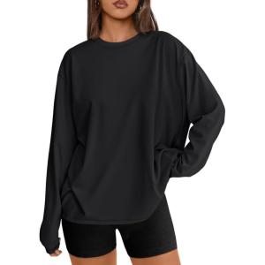 image:imageTrendy Queen Womens Oversized Long Sleeve T Shirts 2026 Basic Crewneck Tee Fall Tops Casual Workout Y2K ClothesBlack