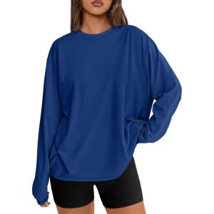 image:imageTrendy Queen Womens Oversized Long Sleeve T Shirts 2026 Basic Crewneck Tee Fall Tops Casual Workout Y2K ClothesBlue