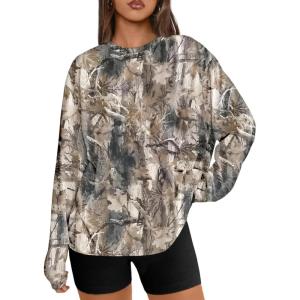 image:imageTrendy Queen Womens Oversized Long Sleeve T Shirts 2026 Basic Crewneck Tee Fall Tops Casual Workout Y2K ClothesCamokhakigrey