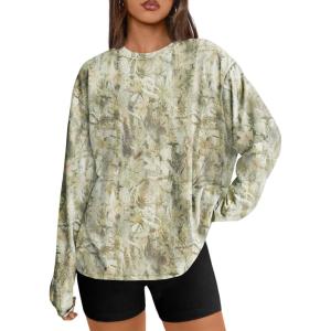 image:imageTrendy Queen Womens Oversized Long Sleeve T Shirts 2026 Basic Crewneck Tee Fall Tops Casual Workout Y2K ClothesCamolightgreen