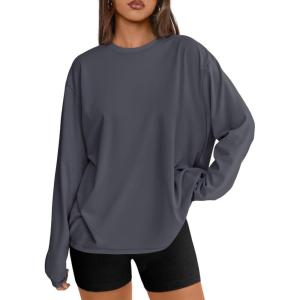image:imageTrendy Queen Womens Oversized Long Sleeve T Shirts 2026 Basic Crewneck Tee Fall Tops Casual Workout Y2K ClothesDeepgrey