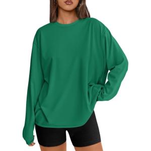 image:imageTrendy Queen Womens Oversized Long Sleeve T Shirts 2026 Basic Crewneck Tee Fall Tops Casual Workout Y2K ClothesGreen