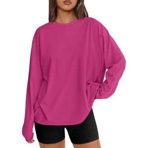 image:imageTrendy Queen Womens Oversized Long Sleeve T Shirts 2026 Basic Crewneck Tee Fall Tops Casual Workout Y2K ClothesHotpink