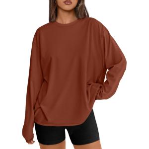 image:imageTrendy Queen Womens Oversized Long Sleeve T Shirts 2026 Basic Crewneck Tee Fall Tops Casual Workout Y2K ClothesMaple