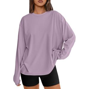 image:imageTrendy Queen Womens Oversized Long Sleeve T Shirts 2026 Basic Crewneck Tee Fall Tops Casual Workout Y2K ClothesPurple
