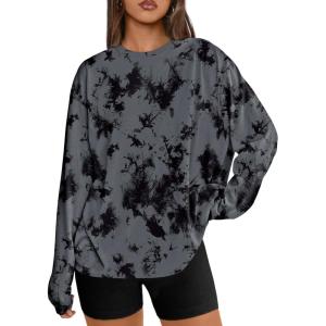 image:imageTrendy Queen Womens Oversized Long Sleeve T Shirts 2026 Basic Crewneck Tee Fall Tops Casual Workout Y2K ClothesTiedyegrey