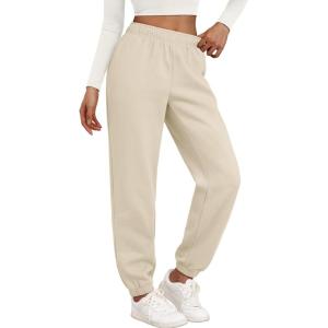 image:imageTrendy Queen Womens Sweatpants High Waisted Winter Baggy Lounge Pants Fall Active Fleece Comfy Joggers 2026Beige