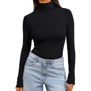 image:imageTrendy Queen Womens Turtleneck Long Sleeve Shirts Spring Fashion Basic Thermal Underwear Tops Winter Clothes 2026Black