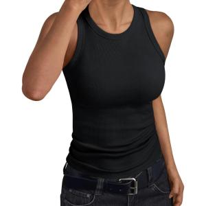 image:imageTrendy Queen Womens Workout Racerback Ribbed Tank TopBlack