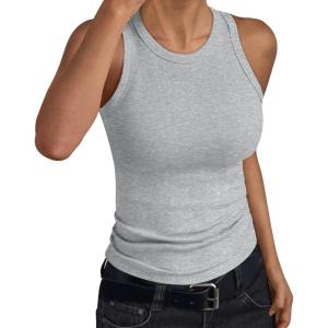 image:imageTrendy Queen Womens Workout Racerback Ribbed Tank TopGrey